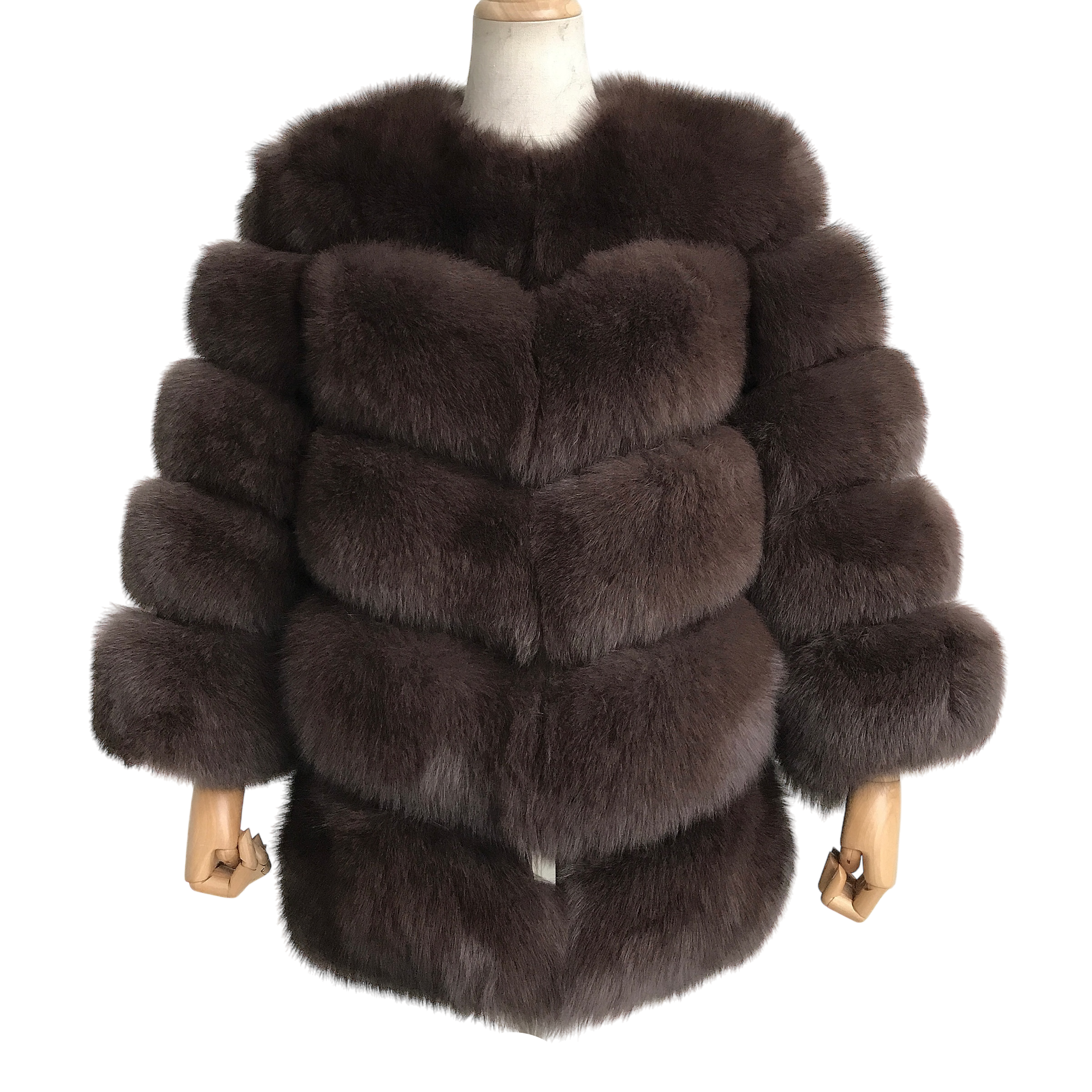 BRONX MID-LONG CROPPED FOX FUR COAT