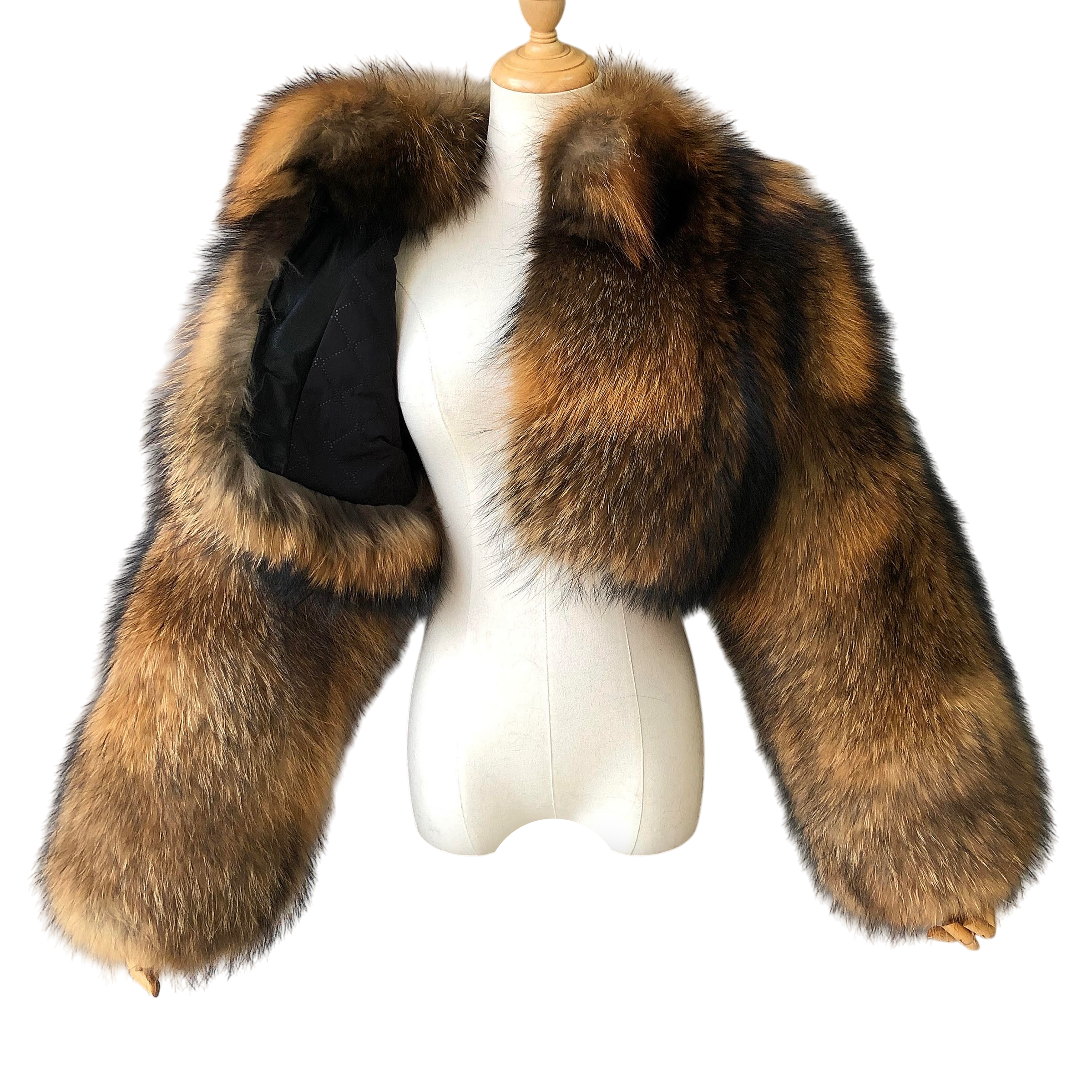 BRIELLE CROP-COLLAR RACCOON FUR COAT