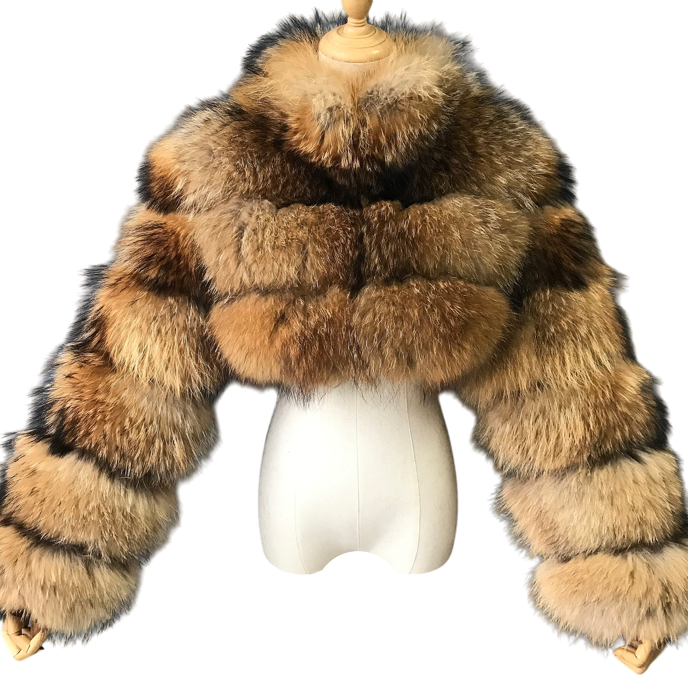 RIQUELLE CROP-COLLAR RACCOON FUR COAT