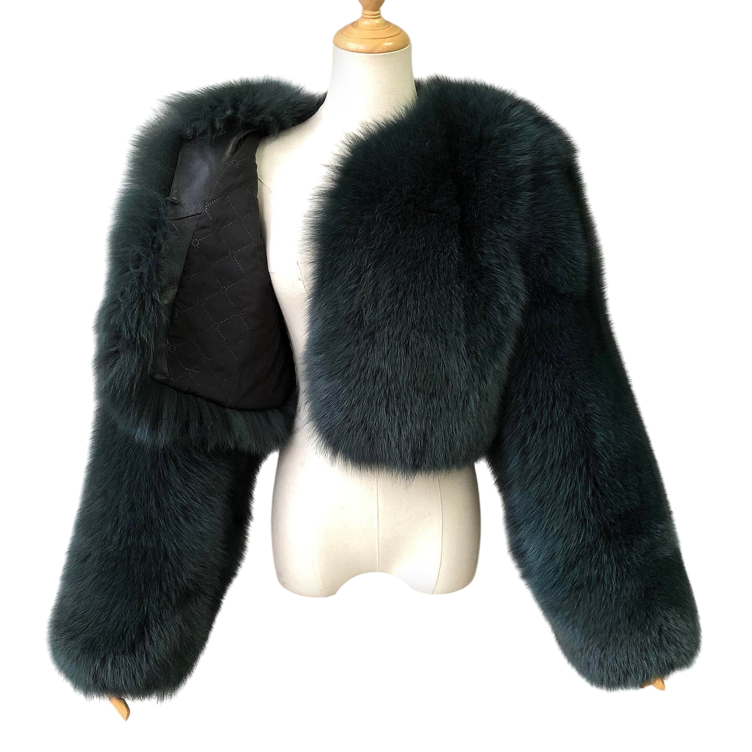 MALAYA CROP-FLAT FOX FUR COAT