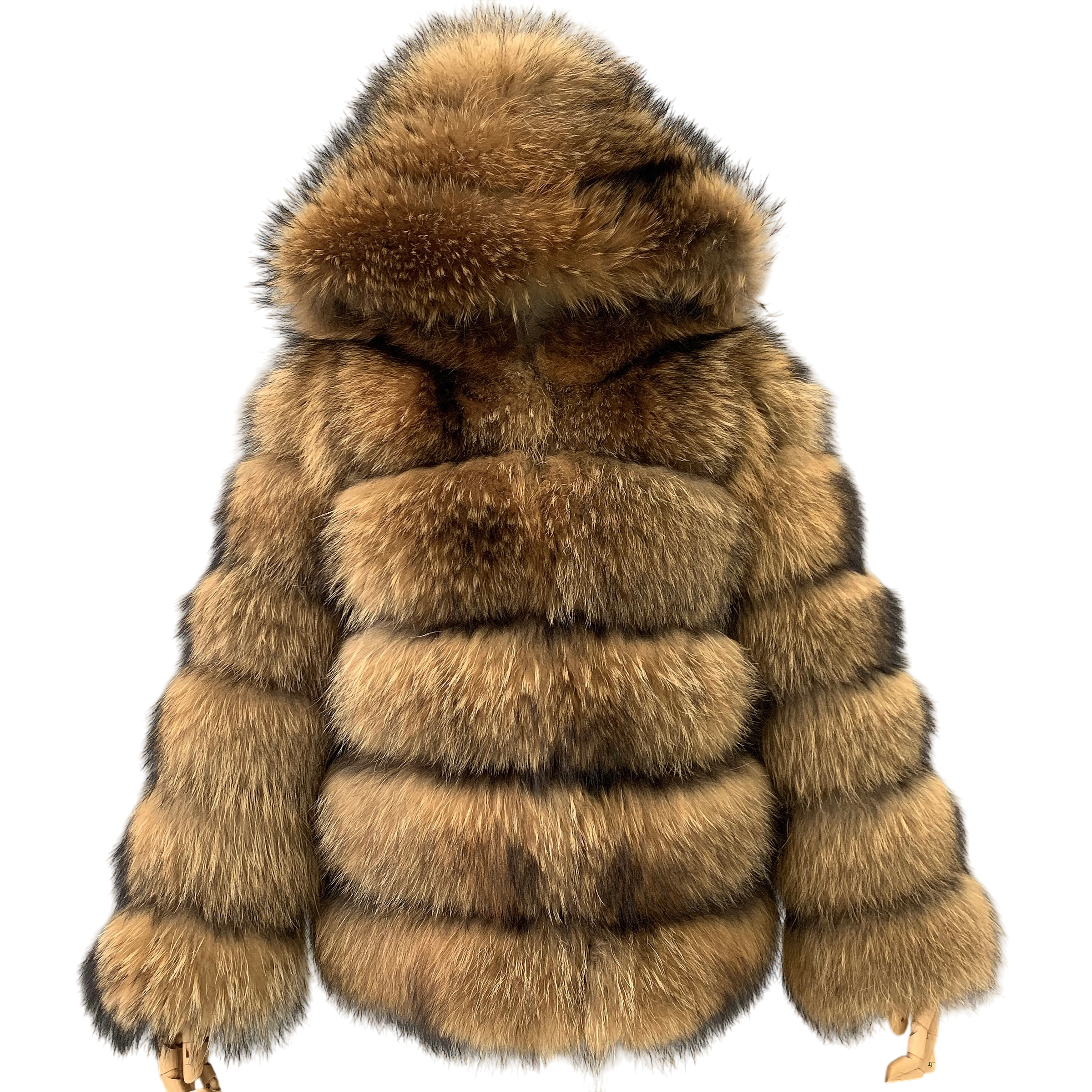 HOODED CHICAGO RACCOON FUR COAT