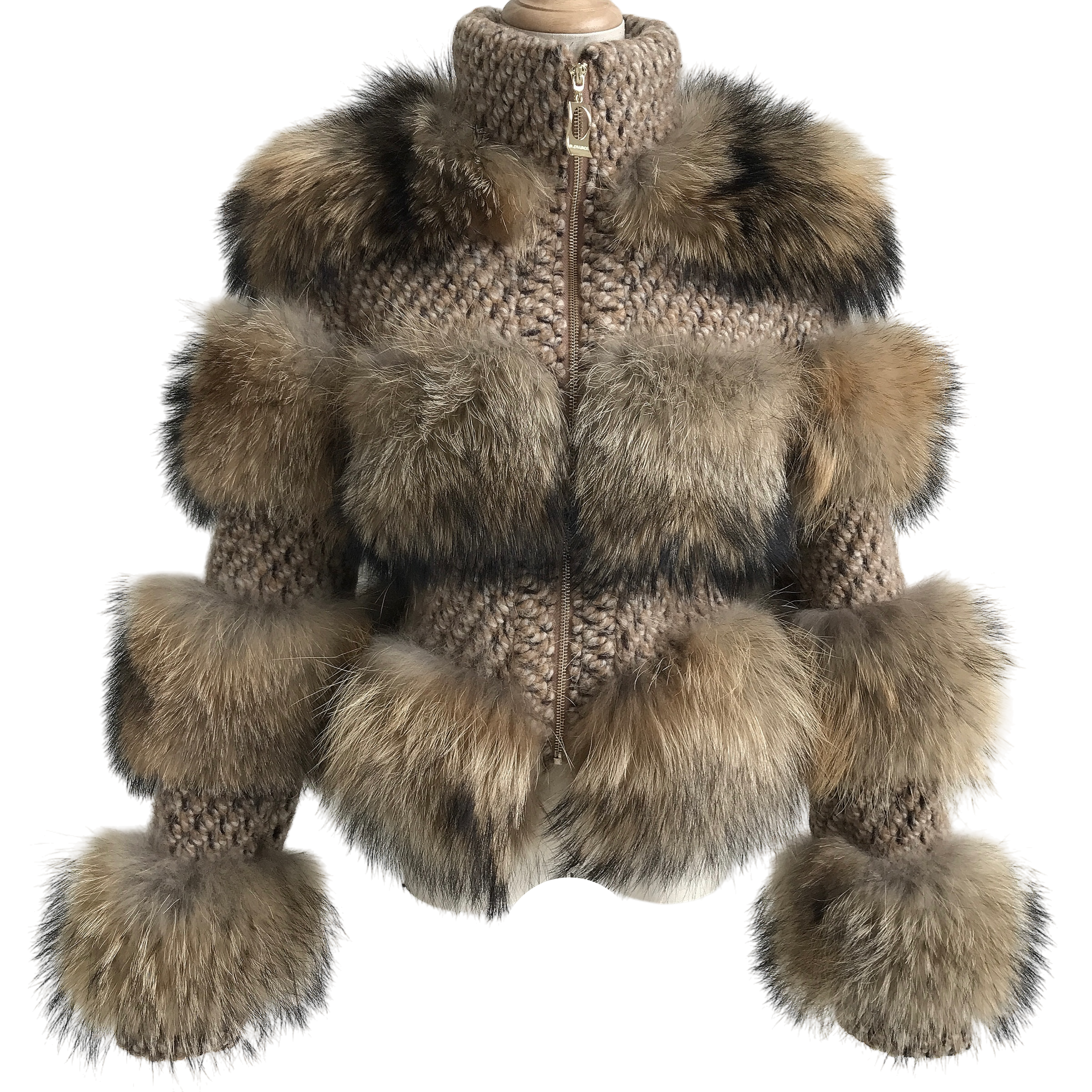 CHUNKY RACCOON KNIT CARDIGAN (WHEAT)